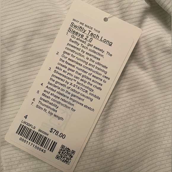Lululemon 🤍🩶 Swifty Tech 2.0 long sleeve NWT Size 4 - Picture 5 of 6